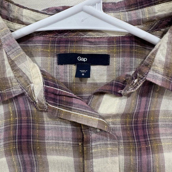GAP Women's Plaid Shirt in Purple and White - Picture 3 of 5